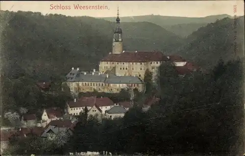 Ak Weesenstein Müglitztal in Sachsen, Blick vom Malerwinkel, Schloss