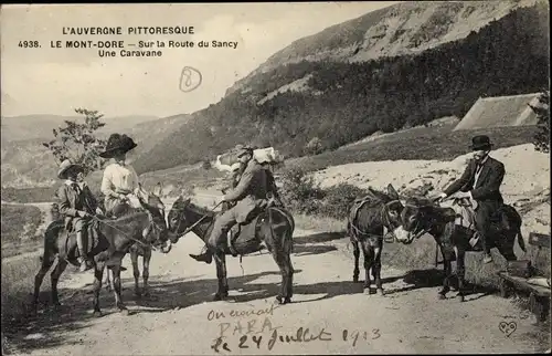 Ak Le Mont Dore Puy de Dôme, vue générale d'une Caravane, Route du Sancy