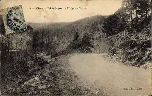 Ak Puy de Dôme, Circuit d'Auvergne, Virage du Cratere, Autorennen