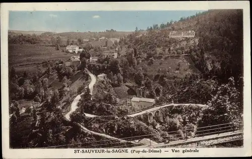 Ak Saint Sauveur la Sagne Puy de Dôme, Vue generale