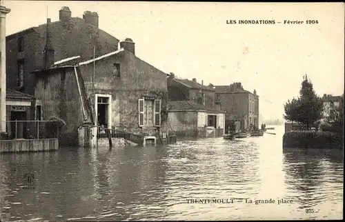 Ak Trentemoult Loire Atlantique, Inondations 1904, La grande place
