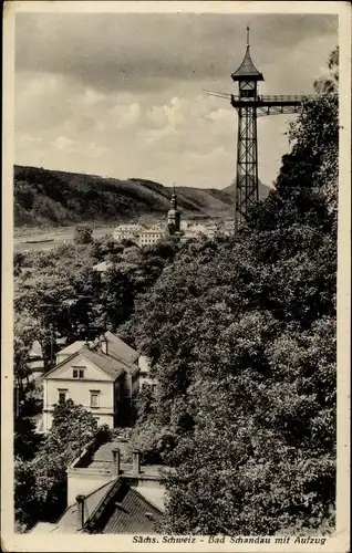 Ak Bad Schandau Sächsische Schweiz, Blick zum Fahrstuhl