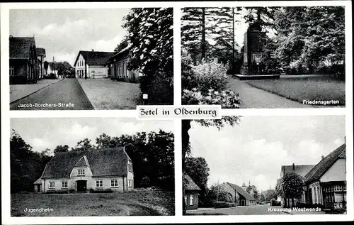 Ak Zetel in Oldenburg Friesland, Jugendheim, Friedensgarten, Kreuzung Westwende