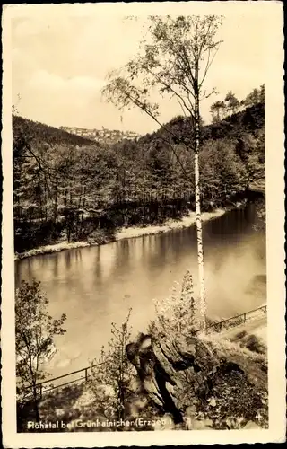 Ak Grünhainichen im Erzgebirge, Blick aufs Flöhatal