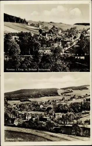 Ak Kemtau Burkhardtsdorf im Erzgebirge, Restaurant, Gesamtansicht des Ortes