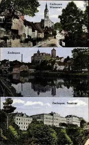 Ak Zschopau im Erzgebirge Sachsen, Seminar, Wiesenstraße