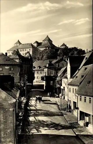 Ak Augustusburg im Erzgebirge, Straßenpartie, Häuser