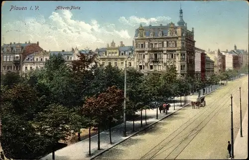 Ak Plauen im Vogtland, Partie am Albert Platz, Hotel