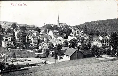 Ak Bad Elster im Vogtland, Blick auf Stadt und Kirche