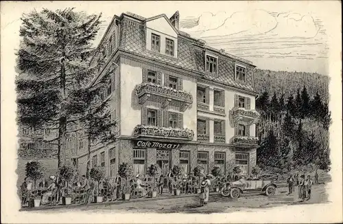 Künstler Ak Bad Gastein Badgastein Salzburg, Villa Mozart, Miet und Kaffeehaus