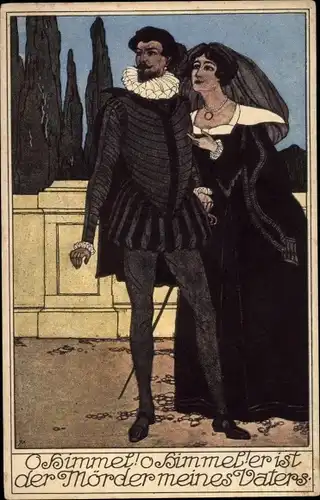 Künstler Ak Wiener Mozart Gemeinde, Don Juan Serie, Donna Anna und Don Ottavio, Opernszene