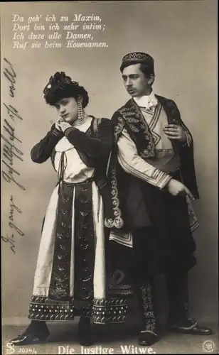 Ak Die lustige Witwe, Da geh' ich zu Maxim, Opernszene