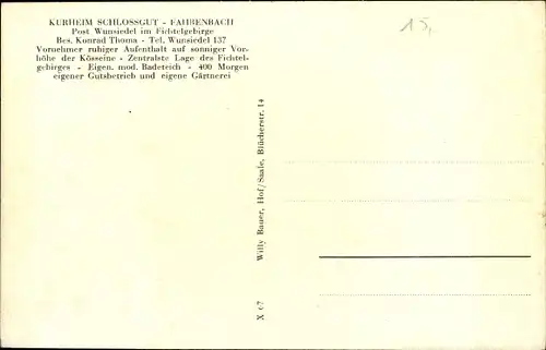 Ak Fahrenbach im Odenwald, Fliegeraufnahme, Kurheim Schlossgut