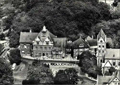 Ak Bergisch Gladbach Nordrhein Westfalen, Rathaus, Restaurant am Bock, St. Laurentius, Luftbild