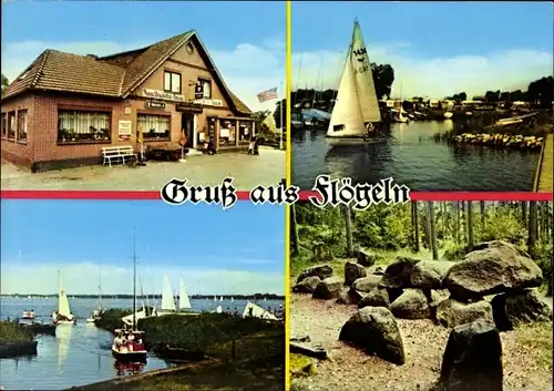 Ak Flögeln Geestland, Landgasthof Seebeck, Segelboote