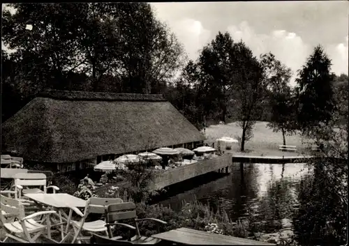 Ak Güster in Lauenburg, Prüss-See, Restaurant-Terrasse