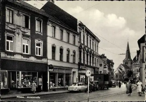 Ak Hilden Nordrhein Westfalen, Mittelstraße, Geschäfte