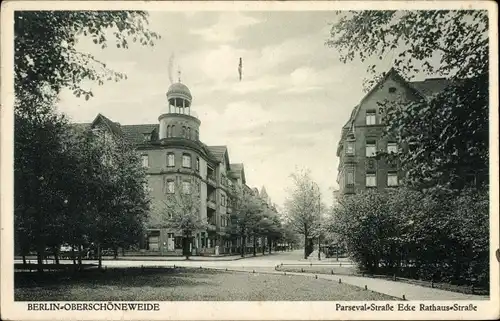 Ak Berlin Köpenick Oberschöneweide, Parseval Straße, Ecke Rathaus Straße