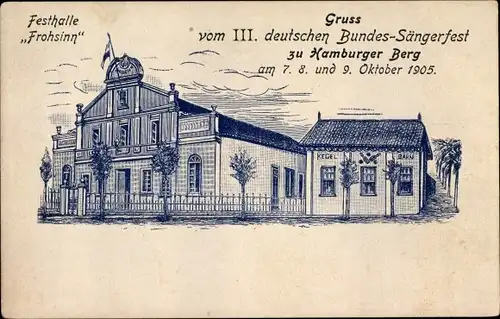 Künstler Ak Neu Hamburg Brasilien, III deutsches Bundes Sängerfest zu Hamburger Berg 1905