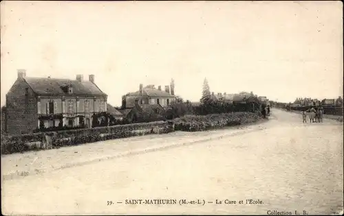 Ak Saint Mathurin Maine et Loire, La Cure et l'Ecole