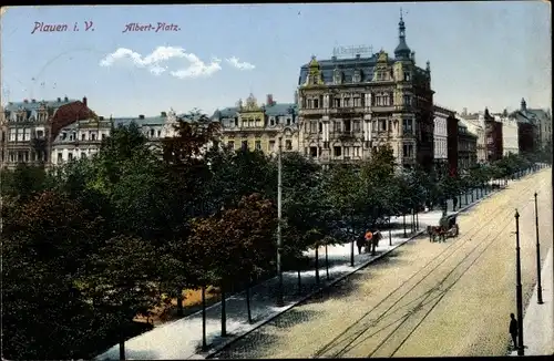 Ak Plauen im Vogtland, Partie am Albert Platz, Hotel