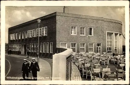 Ak Wilhelmshaven in Niedersachsen, Neue Strandhalle mit Terrassen