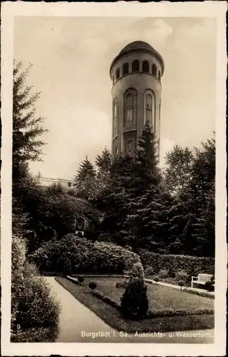 Ak Burgstädt in Sachsen, Aussichts- und Wasserturm