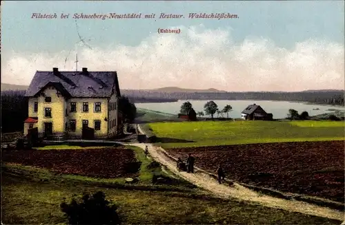 Ak Neustädtel Schneeberg im Erzgebirge, Filzteich, Restaurant Waldschlösschen