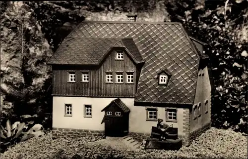 Ak Waschleithe Grünhain Beierfeld, Heimateck, Anton Günther Haus, Modell