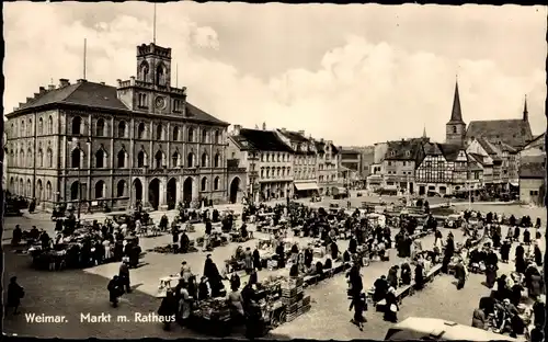 Ak Weimar in Thüringen, Markt, Rathaus