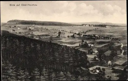 Ak Oberholzhau Holzhau Rechenberg Bienenmühle Erzgebirge, Gesamtansicht, Wald, Felder, Ort