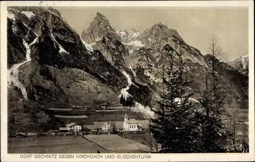 Ak Gschnitz in Tirol, Blick gegen Kirchdach und Glockenturm