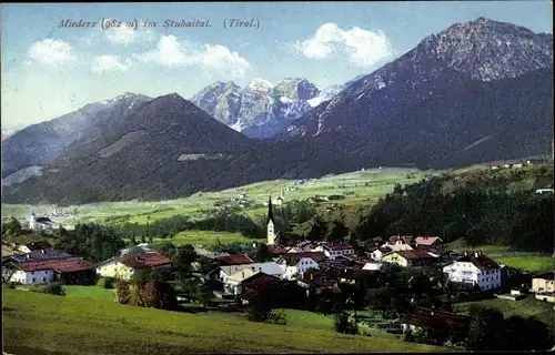 Ak Mieders in Tirol, Blick auf den Ort, Photochromie Purger