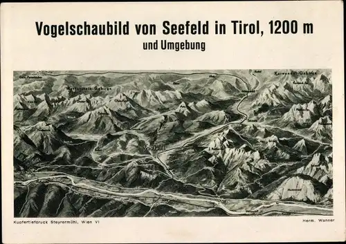 Landkarten Ak Seefeld in Tirol, Ort mit Umgebung