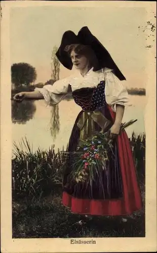 Ak Elsässerin in Volkstracht