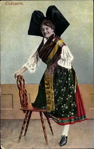 Ak Elsässerin in Volkstracht