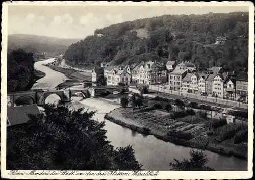 Ak Hann Münden in Niedersachsen, Stadt der drei Flüsse, Weserblick