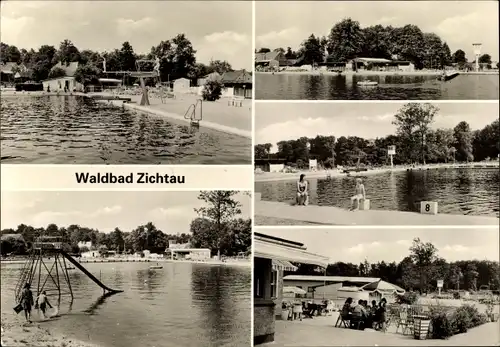 Ak Zichtau Gardelegen im Altmarkkreis Salzwedel, Partie im Waldbad,Wasserrutsche