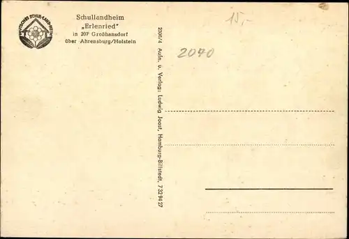 Ak Großhansdorf in Schleswig Holstein, Schullandheim Erlenried, Innenansicht, Wasserpartie