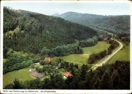 Ak Wernigerode am Harz, Blick vom Kaiserweg ins Mühlental, Die Waldmühle, Hotel und Pension