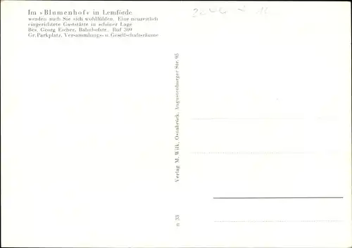 Ak Lemförde in Niedersachsen, Gaststätte Blumenhof, Terrasse