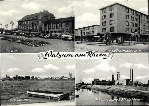 Ak Walsum Duisburg im Ruhrgebiet, Rathaus, Provinzialstraße, Verbundbergwerk Schacht Walsum