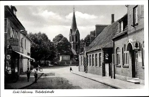 Ak Leck in Nordfriesland, Bahnhofstraße, Kirche