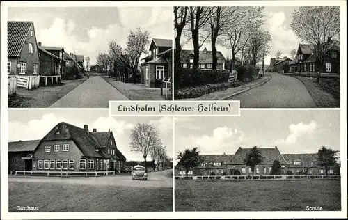 Ak Lindholm in Nordfriesland, Gasthof, Schule