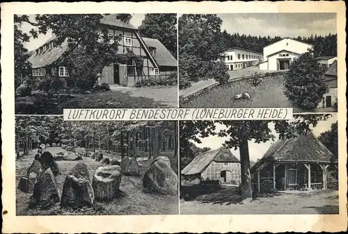Ak Bendestorf am Kleckerwald in Niedersachsen,  Ortspartie, Alte Scheune, Hünengrab