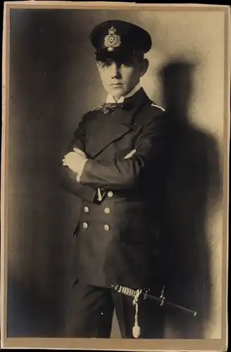 Kabinettfoto Seemann in Uniform, Kaiserreich, Marine, Standportrait