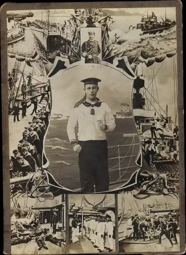 Kabinettfoto Seemann in Uniform, Kaiser Wilhelm II. von Preußen, Marine, Kriegsschiff