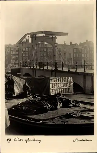 Ak Amsterdam Nordholland Niederlande, Oude ophaalbrug