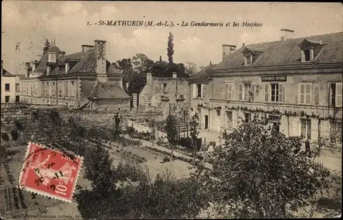 Ak Saint Mathurin Maine et Loire, La Gendarmerie et les Hospices