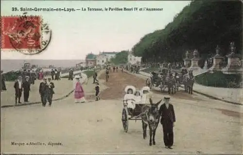 Ak Saint Germain en Laye Yvelines, La Terrasse, le Pavillon Henri IV et l'Ascenseur